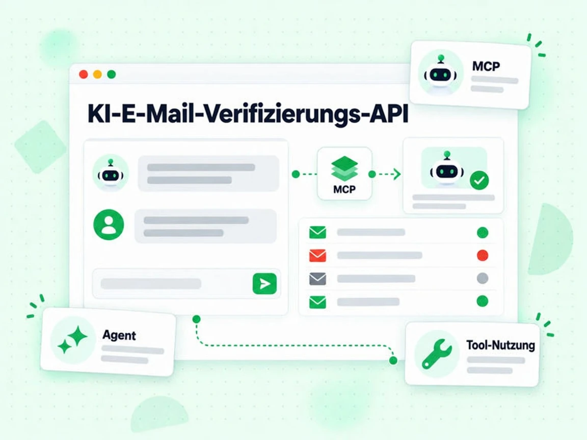 KI-E-Mail-Verifizierungs-API-Agentenpanel ruft ein Verifizierungs-Tool über einen MCP-Knoten auf