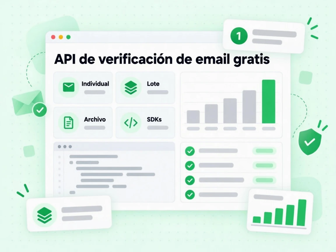 API de verificación de email gratis con tarjetas de modo Individual, Lote, Archivo e integración por SDK