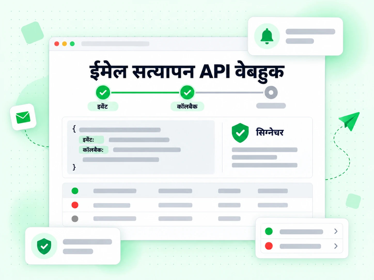 ईमेल सत्यापन API वेबहुक सिग्नेचर बैज के साथ साइन्ड कॉलबैक इवेंट भेजता है