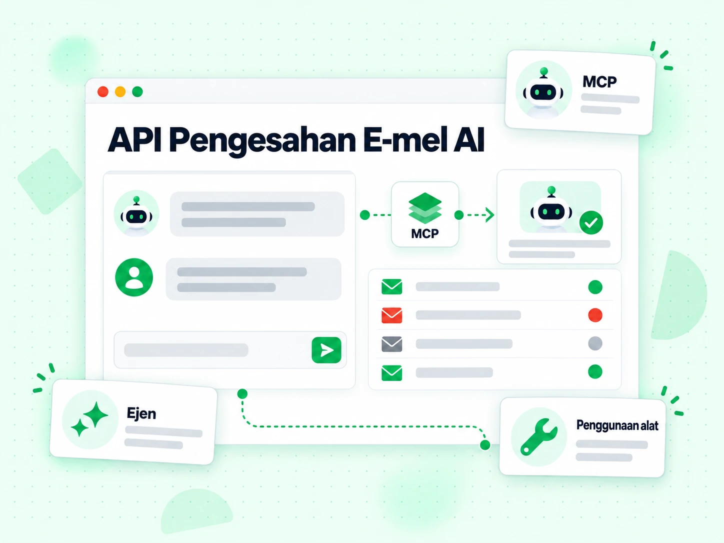 API Pengesahan E-mel AI: satu Ejen memanggil alat pengesahan melalui nod MCP.