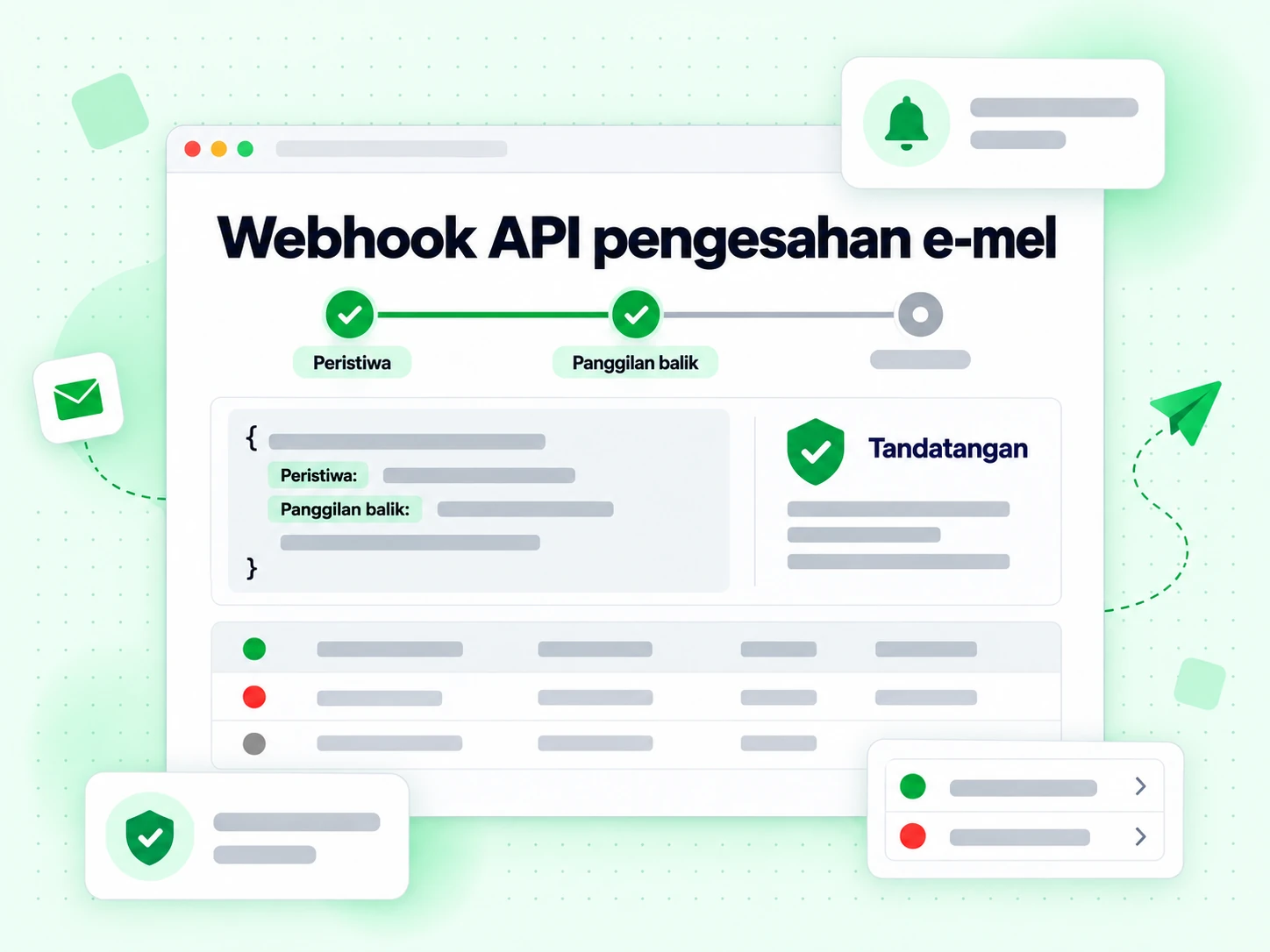 Webhook API pengesahan e-mel menghantar Peristiwa Panggilan balik dengan lencana Tandatangan