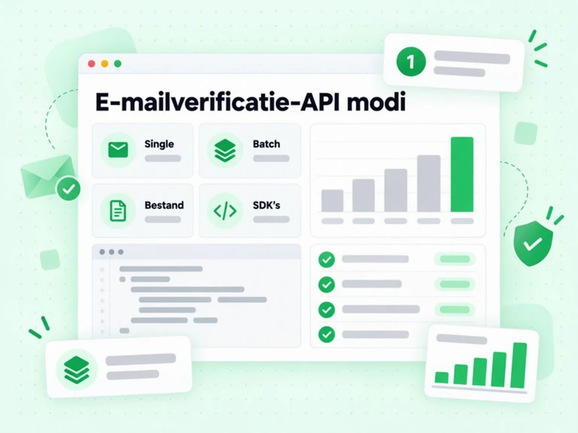 E-mailverificatie-API modi moduskaarten voor enkele controle, batch, bestand en SDK-integratie