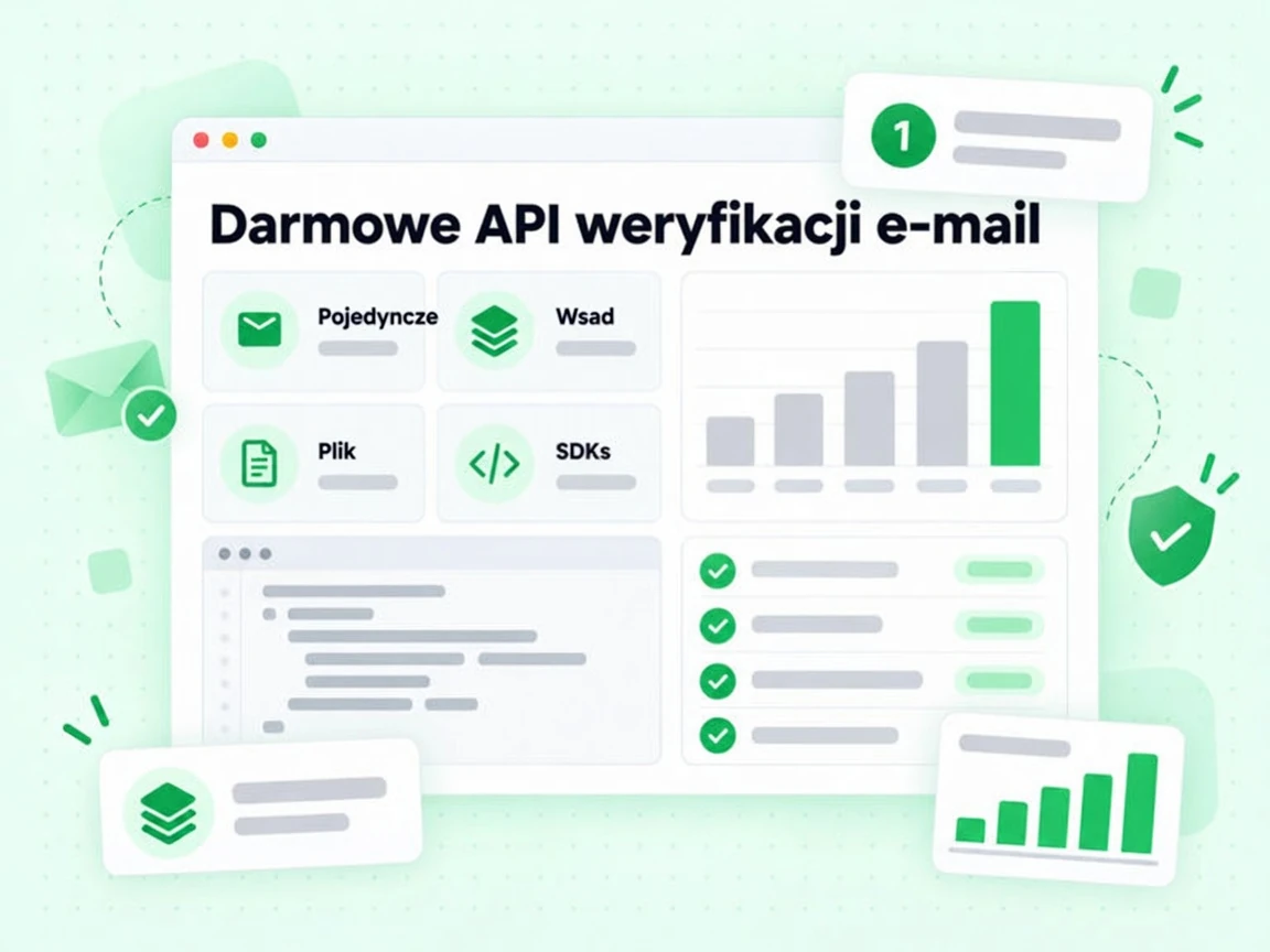 Darmowe API weryfikacji e-mail w trybach Pojedyncze, Wsad, Plik i integracja SDK