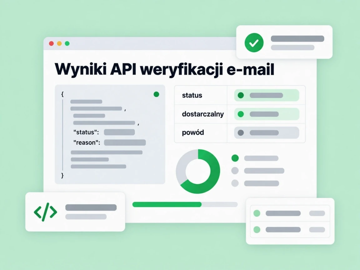 Wyniki API weryfikacji e-mail w odpowiedzi JSON z polami status, dostarczalny i powód