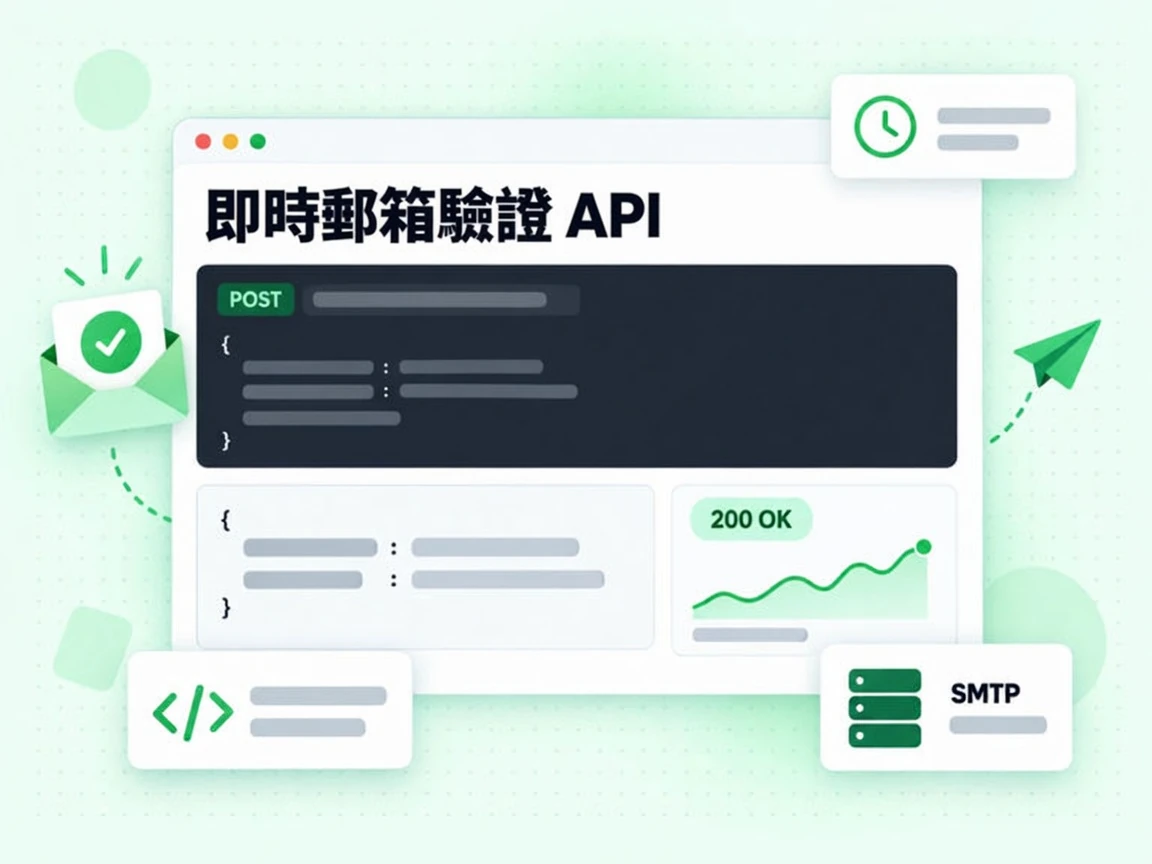 即時郵箱驗證 API 完成 SMTP 探測後回傳 200 OK 結果