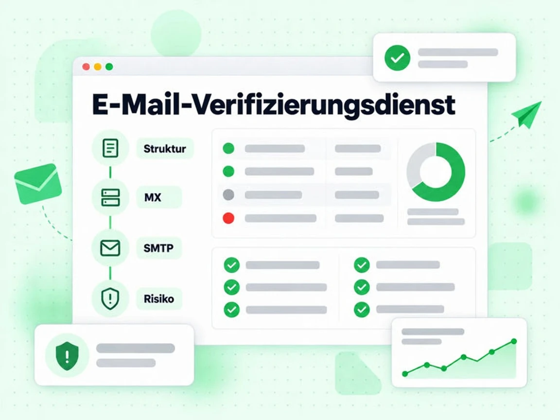 E-Mail-Verifizierungsdienst-Pipeline durchläuft Struktur-, MX-, SMTP- und Risiko-Ebenen