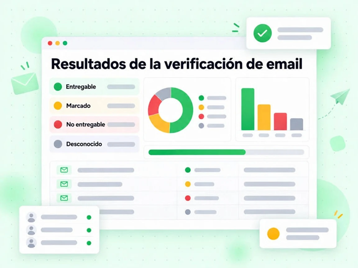 Resultados de la verificación de email separan los resultados Entregable, Marcado, No entregable y Desconocido
