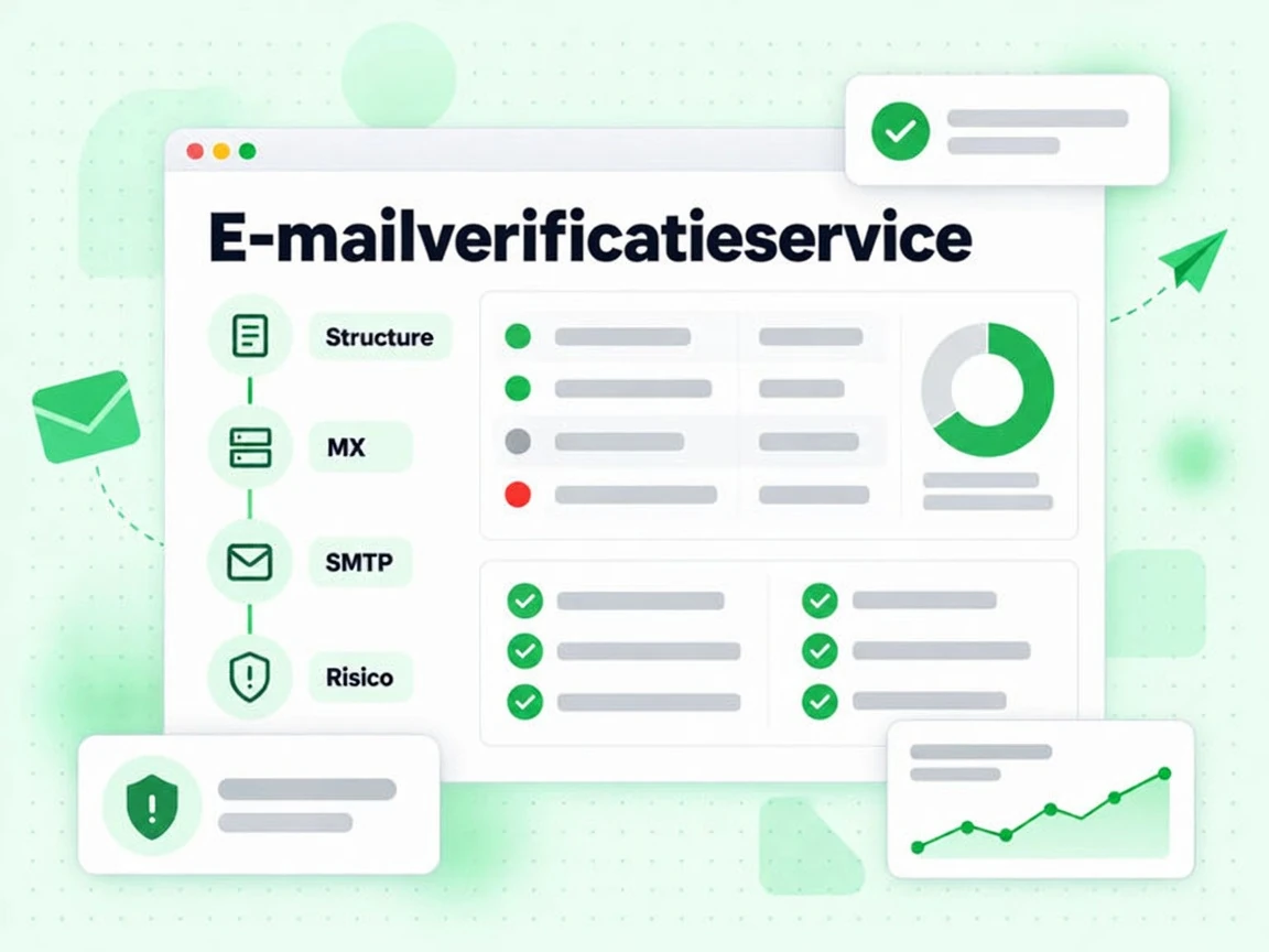 E-mailverificatieservice pijplijn die lagen voor structuur, MX, SMTP en risico doorloopt
