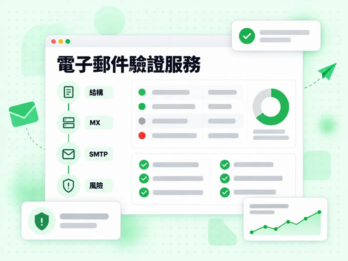 電子郵件驗證服務流程依序執行結構、MX、SMTP 與風險四層檢查