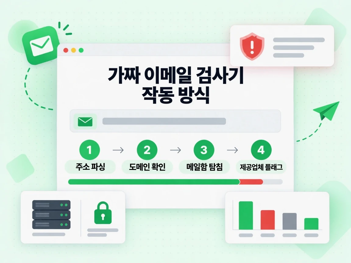 일회용 제공업체를 표시하는 네 단계로 끝나는 가짜 이메일 검사기 작동 방식