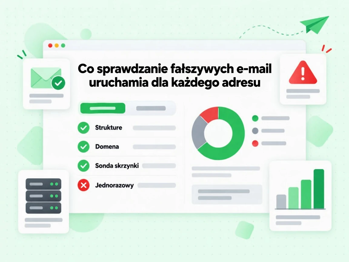 Co sprawdzanie fałszywych e-mail uruchamia dla każdego adresu: Struktura, Domena i sonda skrzynki