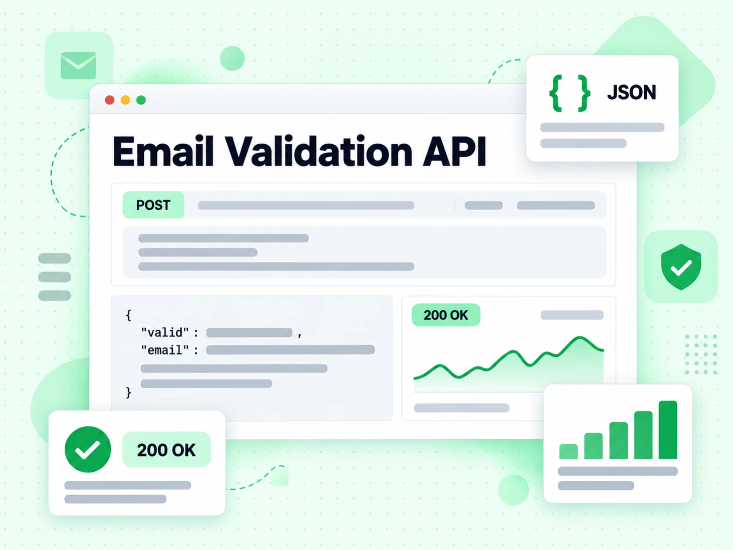 E-Mail-Validierungs-API sendet eine Anfrage und liefert das Prüfergebnis in einer JSON-Antwort zurück