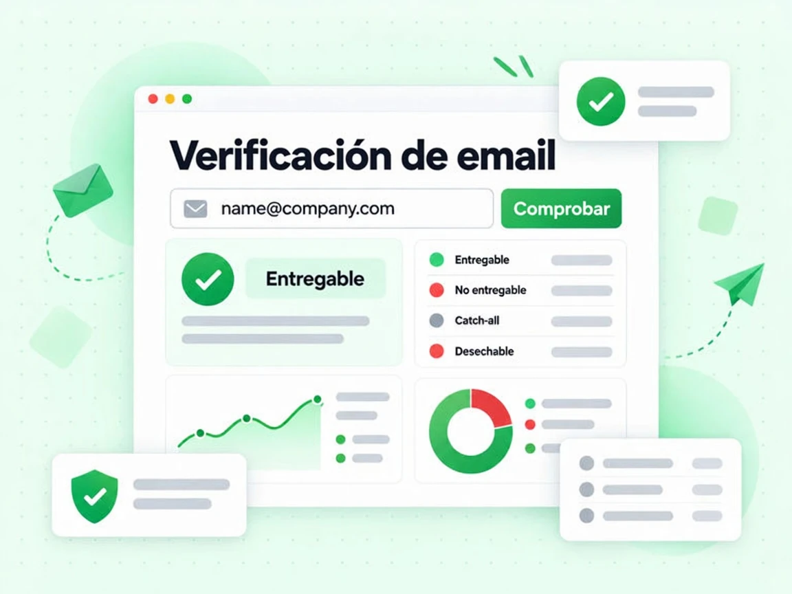Verificación de email comprueba una dirección con resultados Entregable, No entregable y Desechable