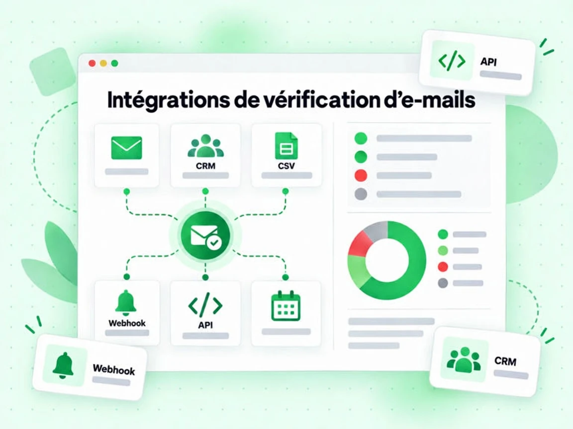 Intégrations de vérification d'e-mails : interface avec API, Webhook, CRM, CSV, M7utJ:`|Һ#3