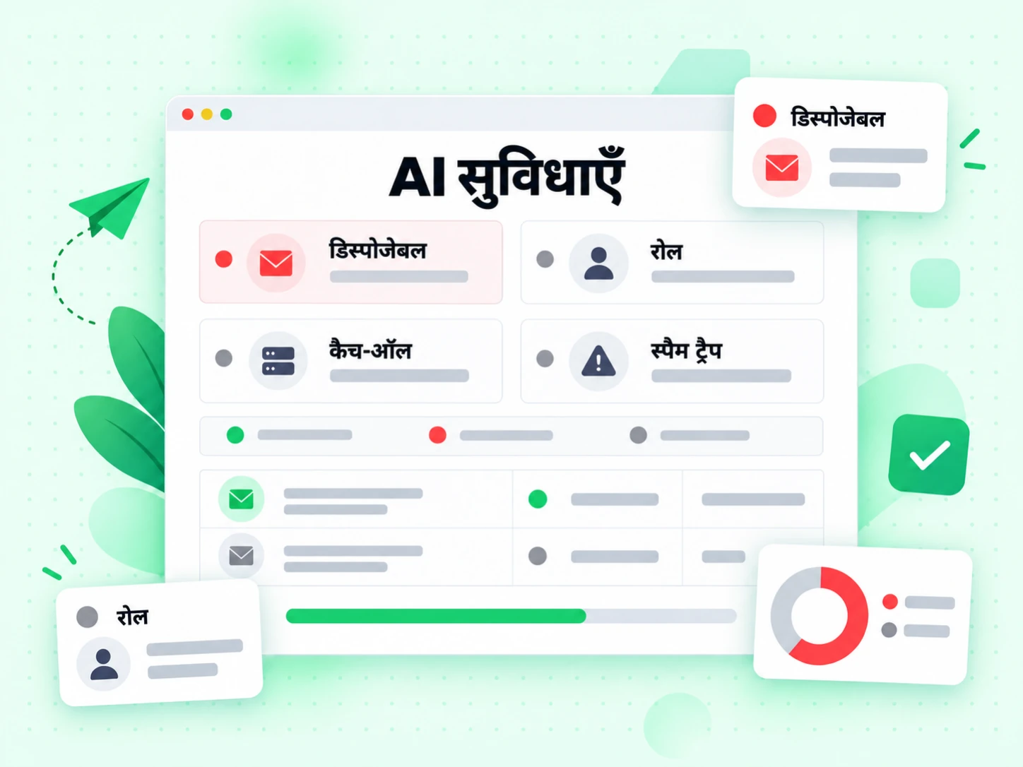 AI सुविधाएँ पहचान ग्रिड डिस्पोजेबल, रोल, कैच-ऑल और स्पैम ट्रैप पतों को फ़्लैग करती है