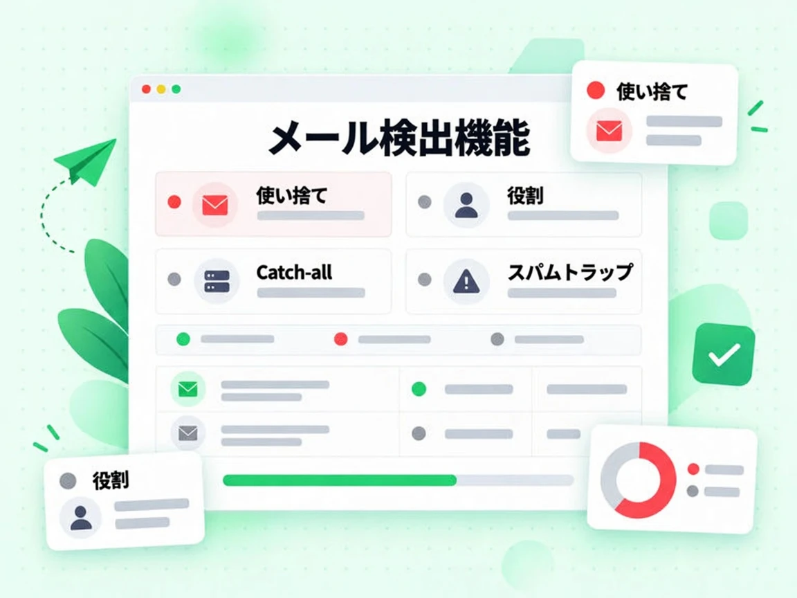 メール検出機能のグリッドは使い捨て、役割、Catch-All、スパムトラップのアドレスをフラグ付けする