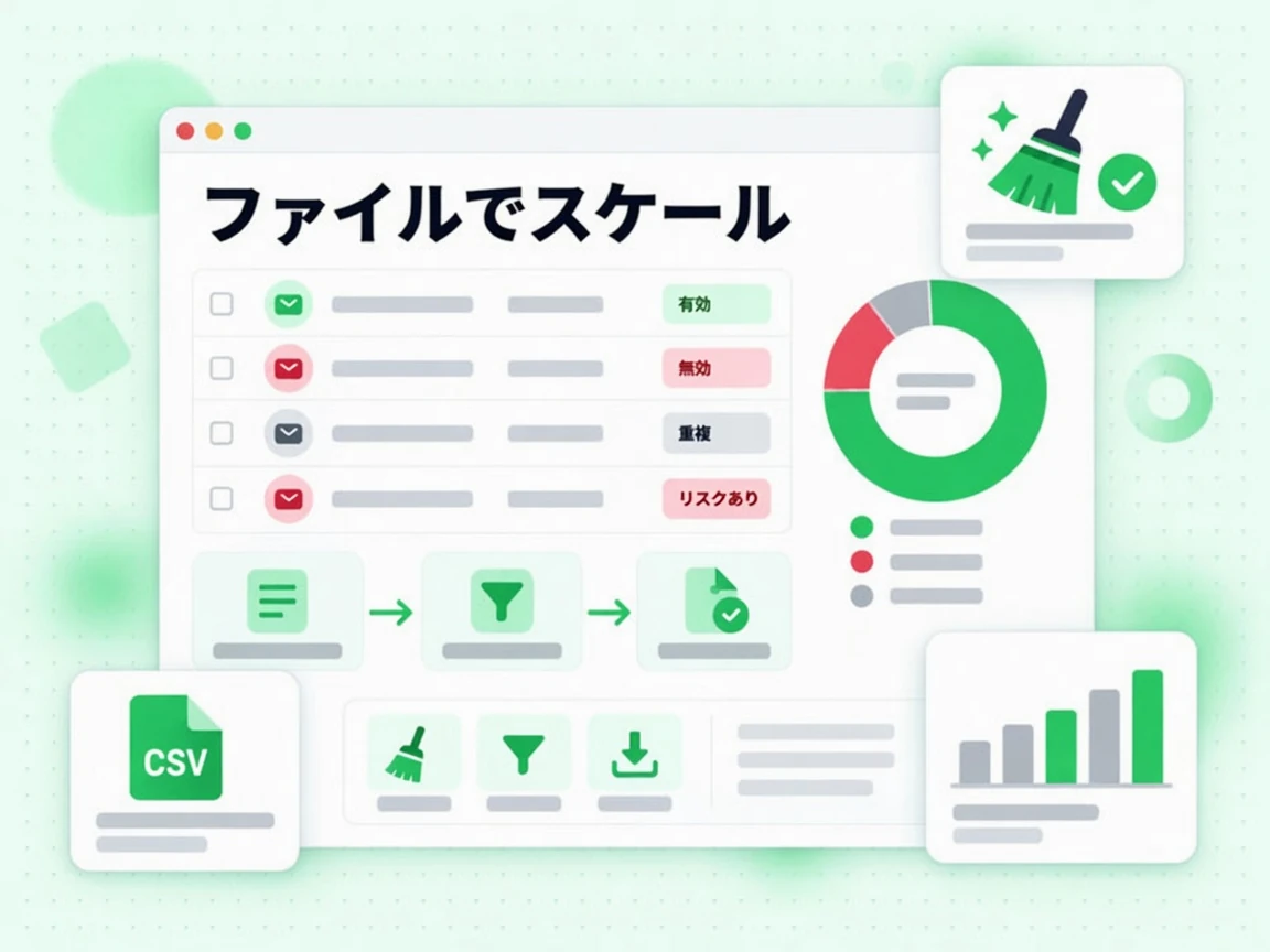 ファイルでスケールする画面は有効、無効、重複、リスクありのアドレスを分けて表示する