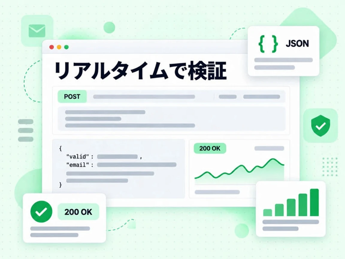 リアルタイムで検証する画面は API 呼び出しに対する即時の結果表示を示す