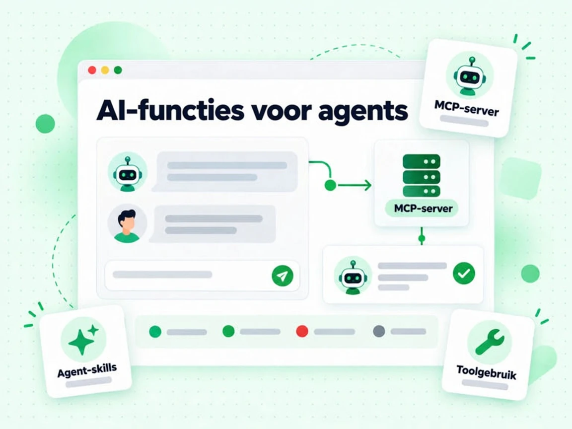 AI-functies voor agents agentpaneel dat via een toolgebruikkaart een MCP-server aanroept