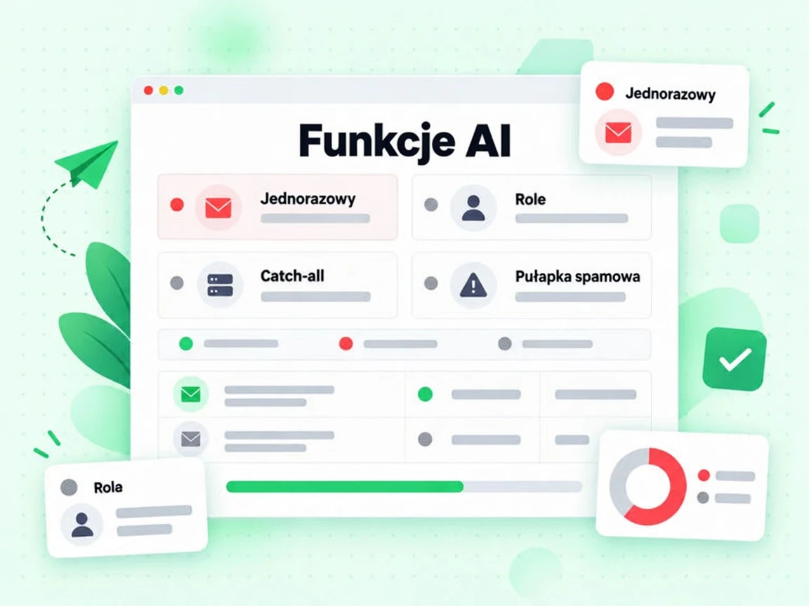 Siatka funkcji AI oznacza adresy jednorazowe, rolowe, catch-all i pułapki spamowe