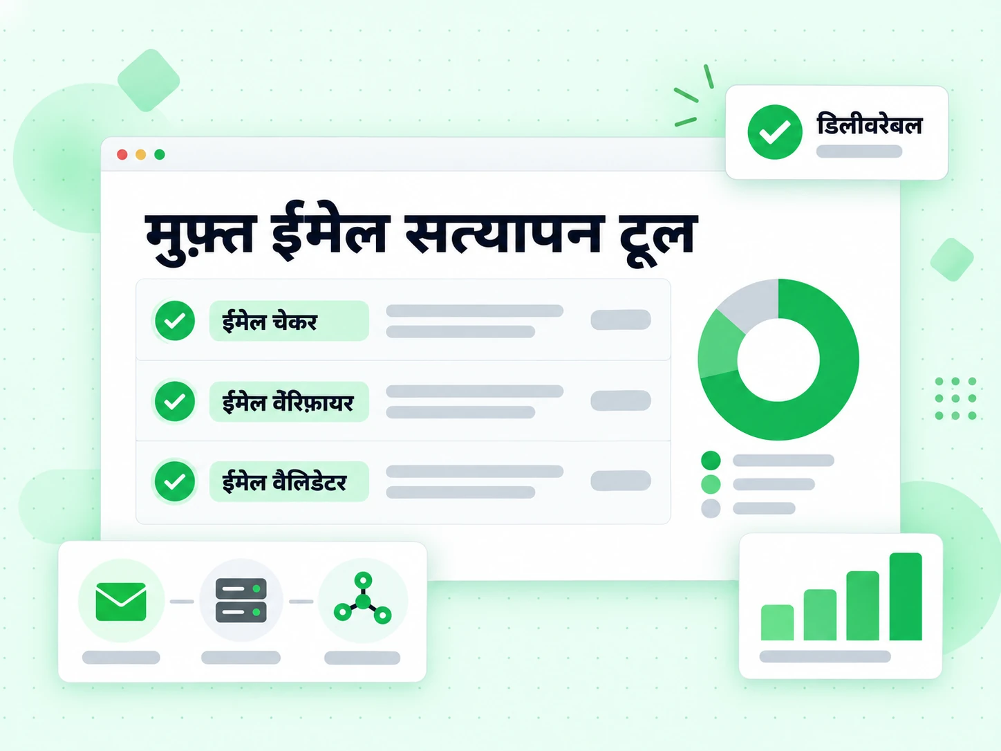 मुफ़्त ईमेल सत्यापन टूल समूह में ईमेल चेकर, ईमेल वेरिफ़ायर और ईमेल वैलिडेटर टाइल