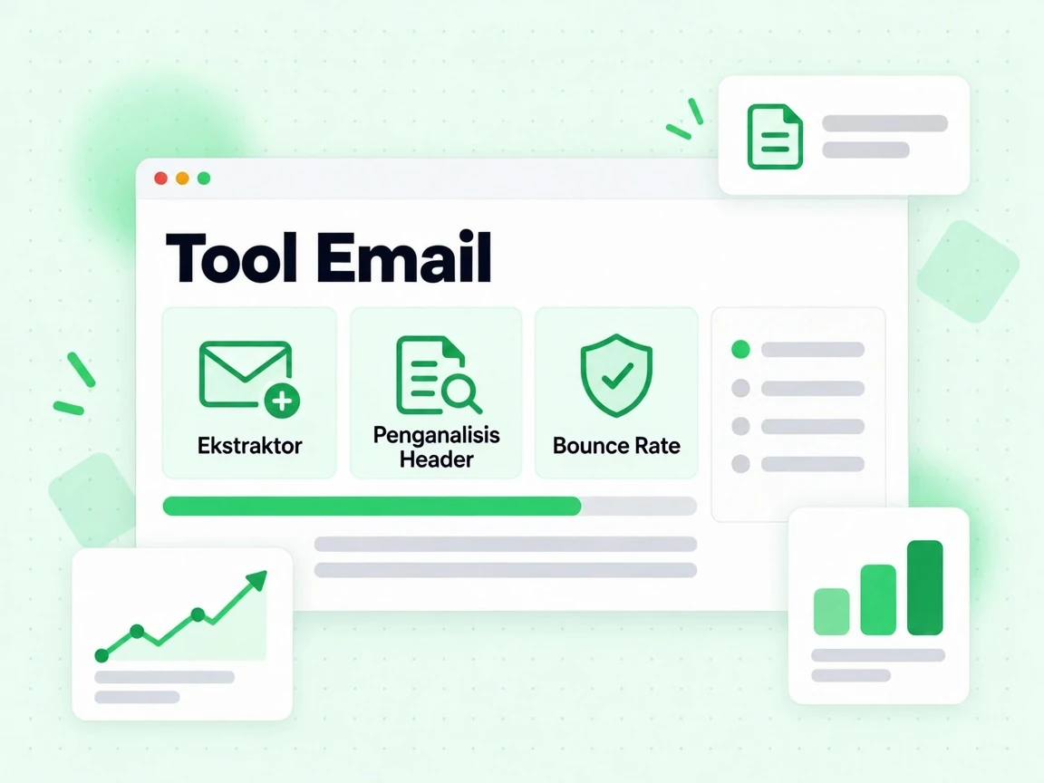 Tool Email: grup dengan petak Extractor, Header Analyzer dan Bounce Rate