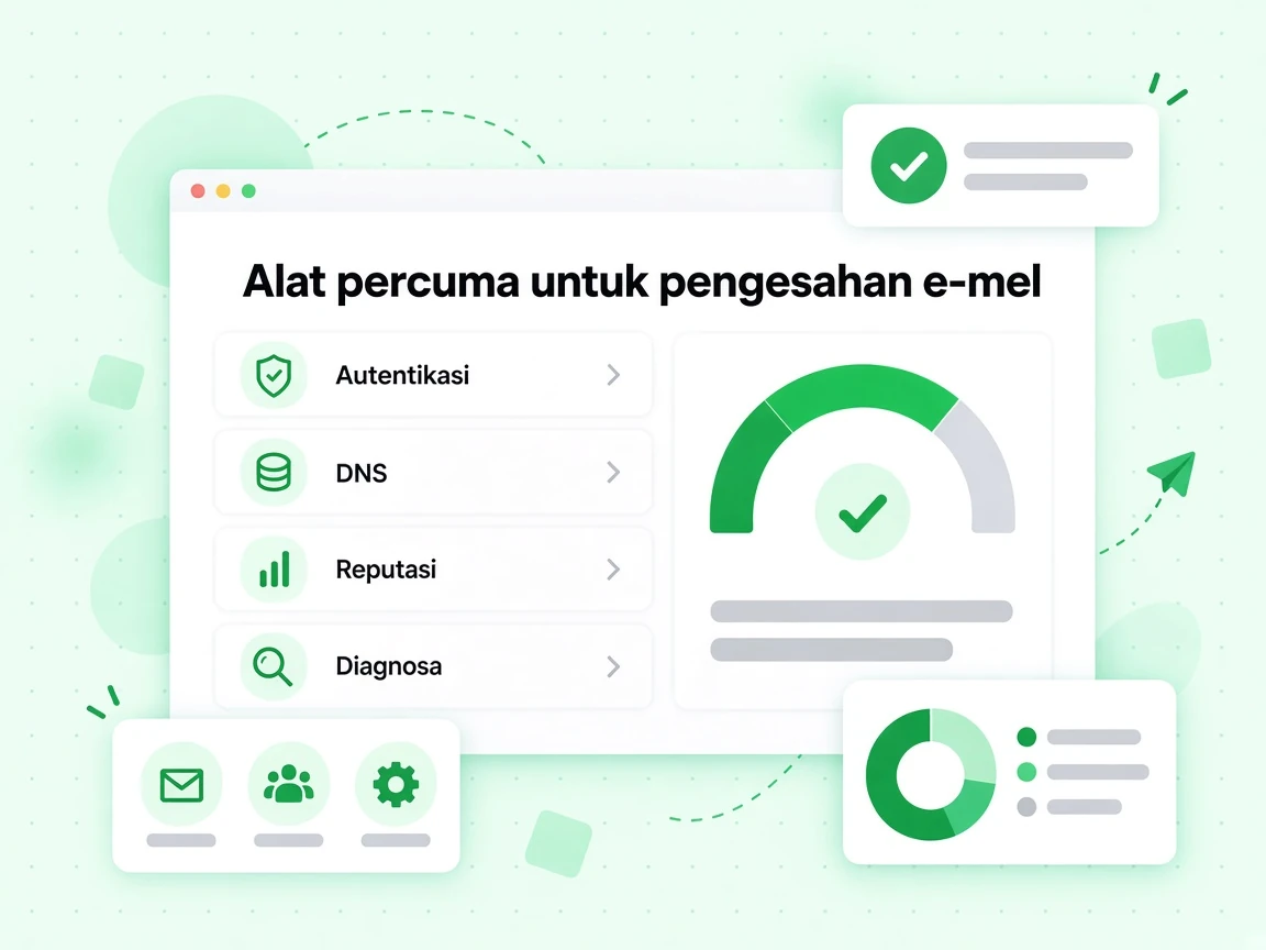 Alat percuma untuk pengesahan e-mel: kad sebab Autentikasi, DNS, Reputasi dan Diagnosa.