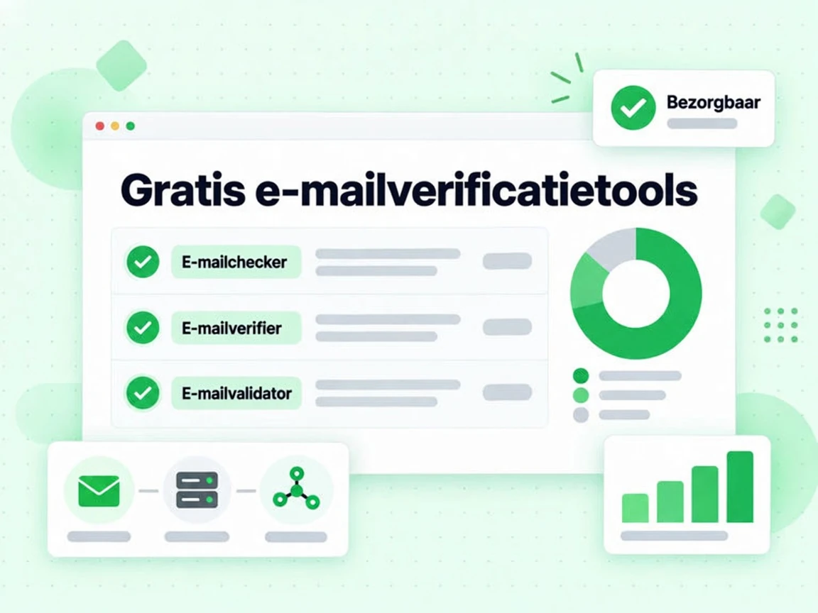 Gratis e-mailverificatietools groep met tegels voor e-mailchecker, e-mailverifier en e-mailvalidator