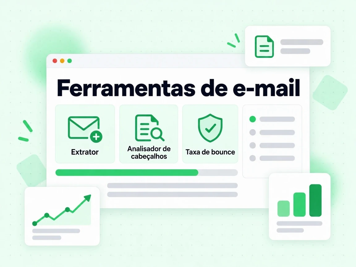 Ferramentas de e-mail com blocos Extrator, Analisador de cabeçalhos e Taxa de bounce