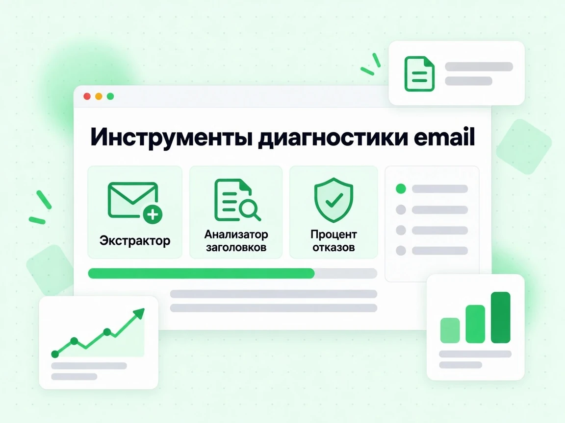 Инструменты диагностики email: плитки Extractor, Header Analyzer и Bounce Rate