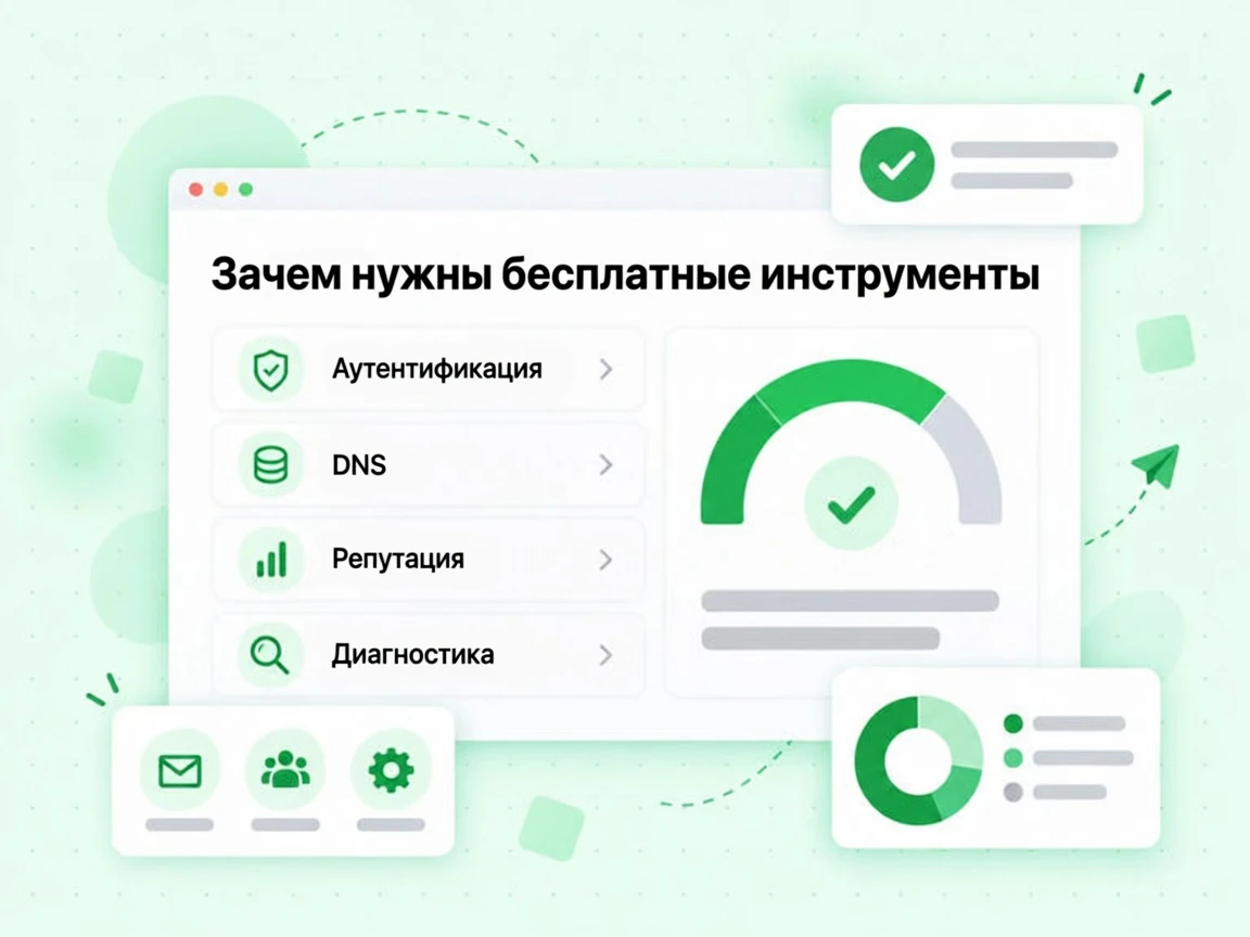 Карточки «Зачем нужны бесплатные инструменты»: аутентификация, DNS, репутация и диагностика