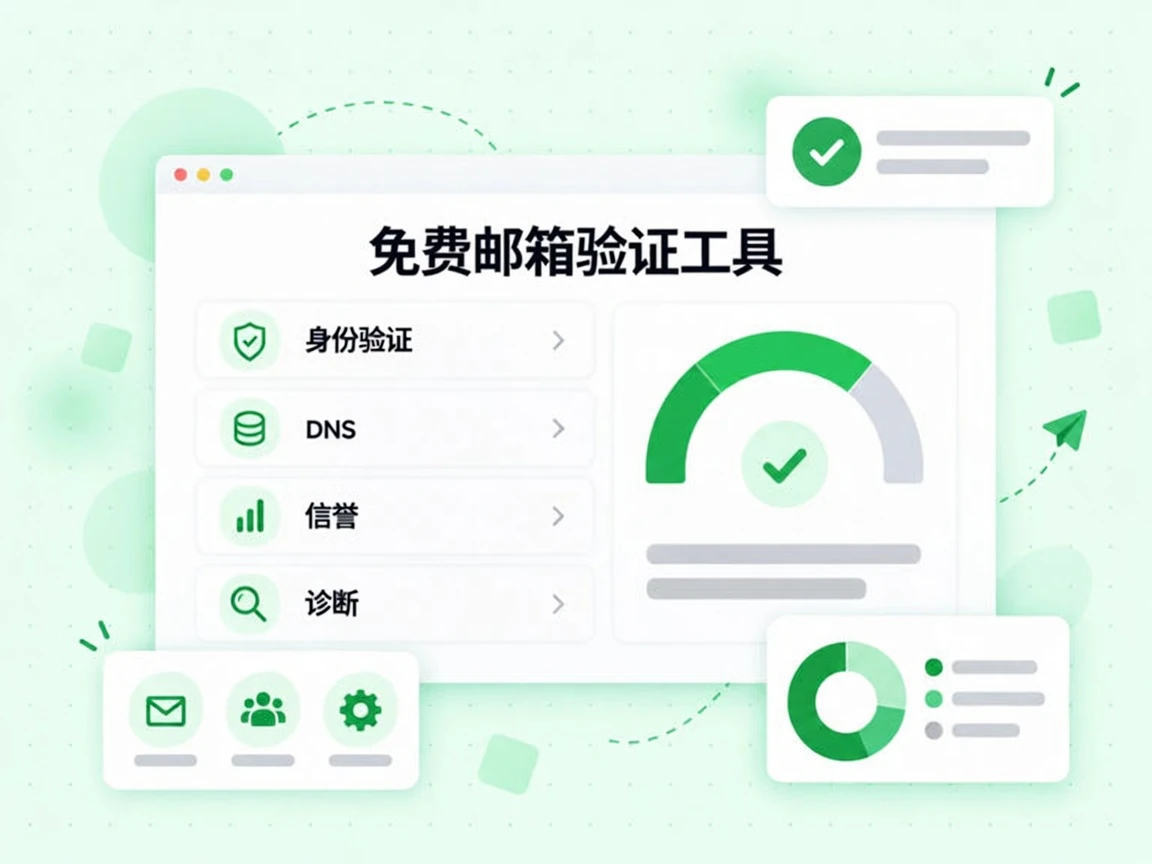 免费邮箱验证工具的理由卡涵盖身份验证、DNS、信誉与诊断。