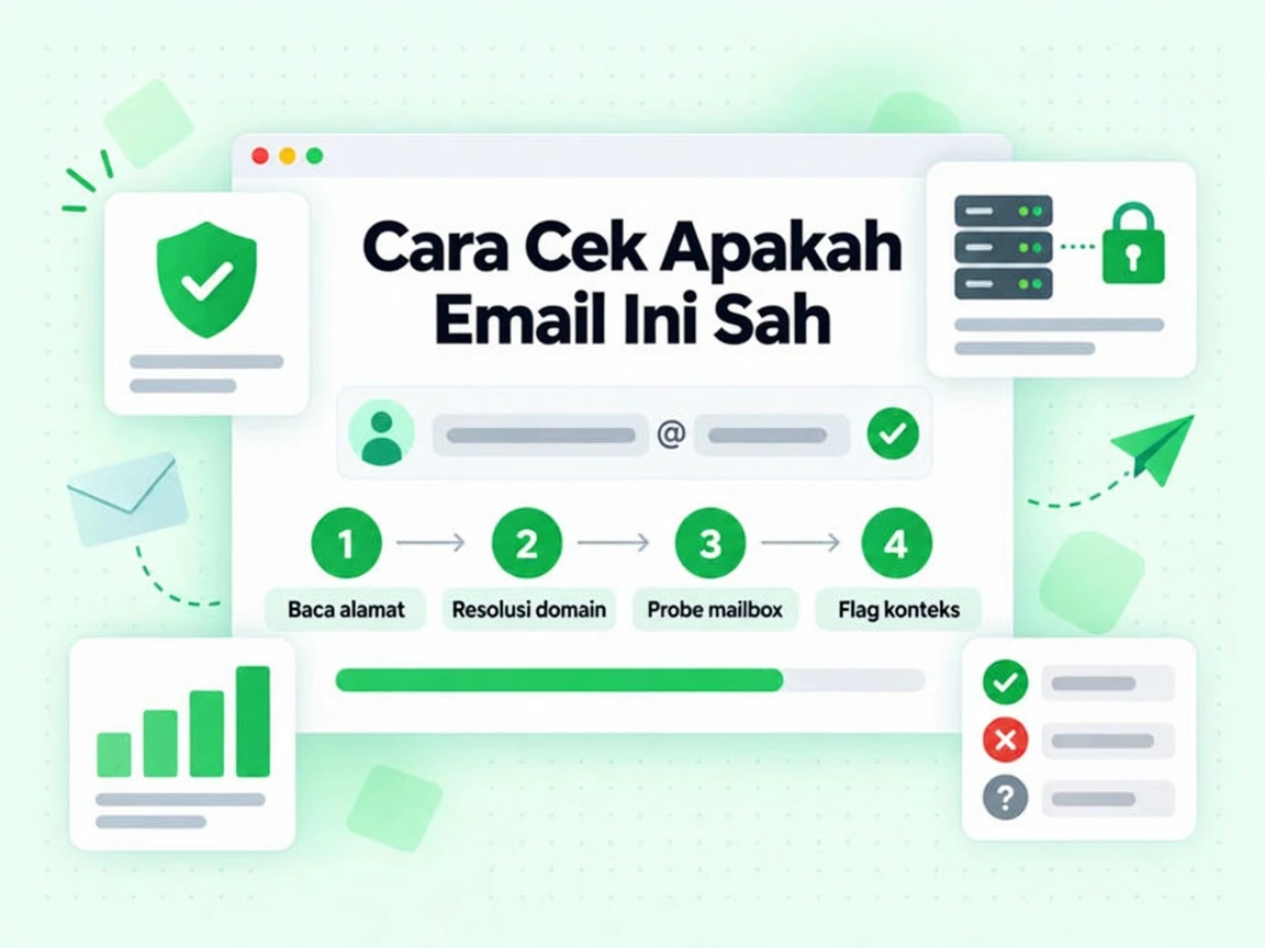 Cara Cek Apakah Email Ini Sah ditampilkan sebagai empat langkah dari membaca alamat hingga menambah flag konteks
