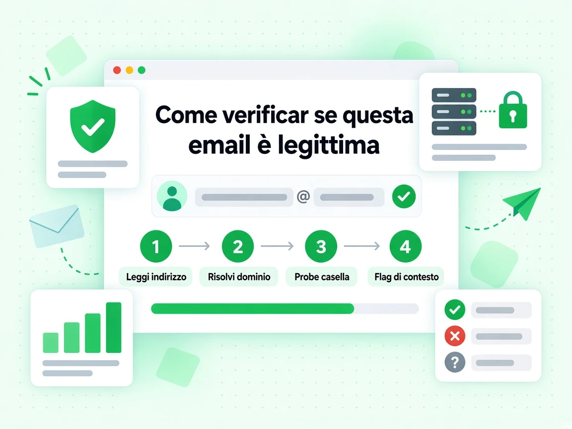Come verificare se questa email è legittima: Leggi indirizzo, Risolvi dominio, Probe casella, Flag.