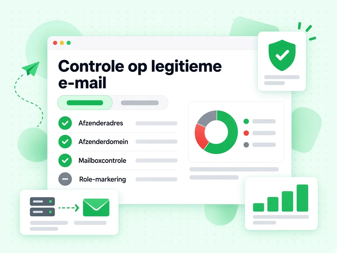 Controle op legitieme e-mail met Afzenderadres, Afzenderdomein, Mailboxcontrole en een grijze Role-markering