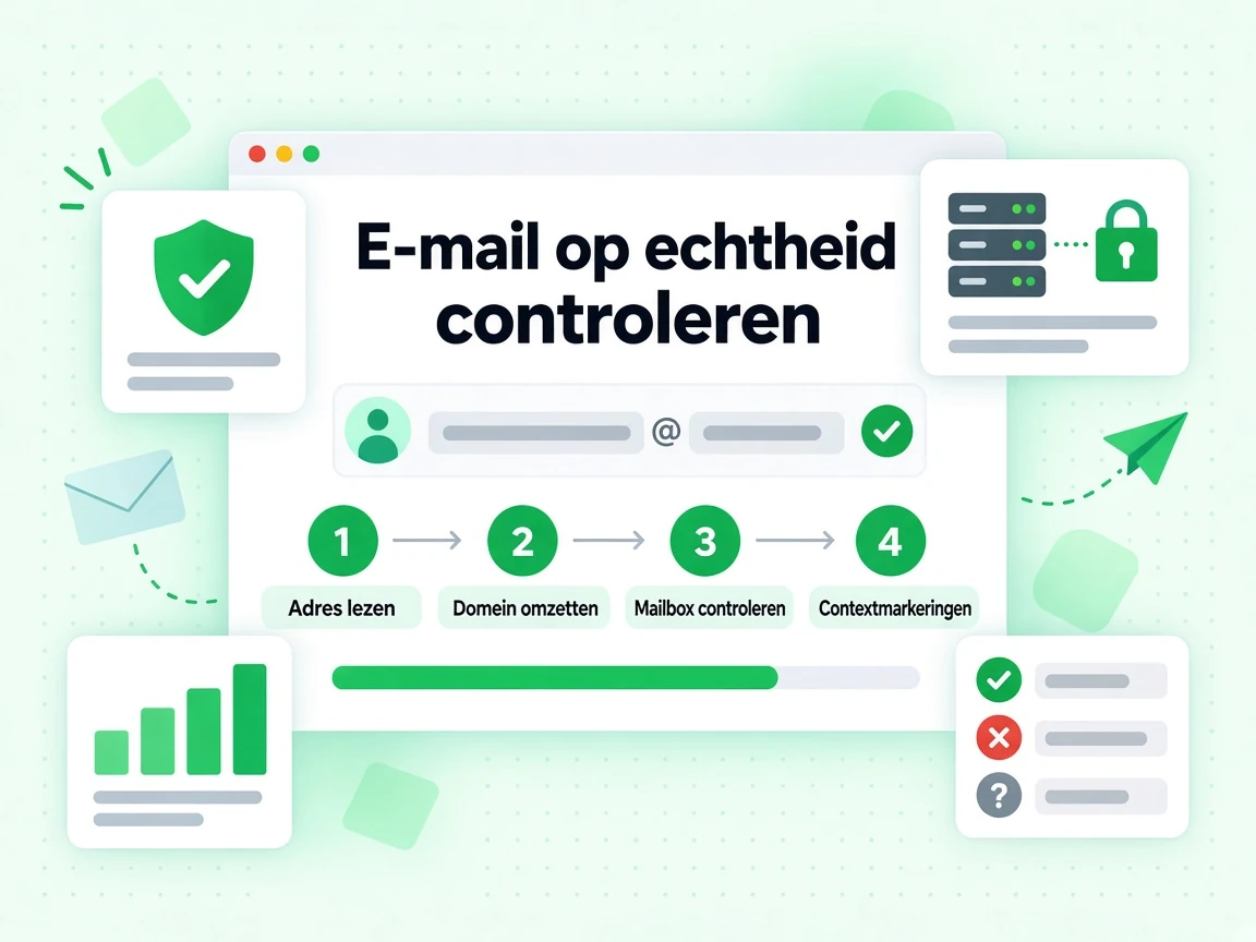 E-mail op echtheid controleren als vier stappen van het lezen van het adres tot het toevoegen van contextmarkeringen