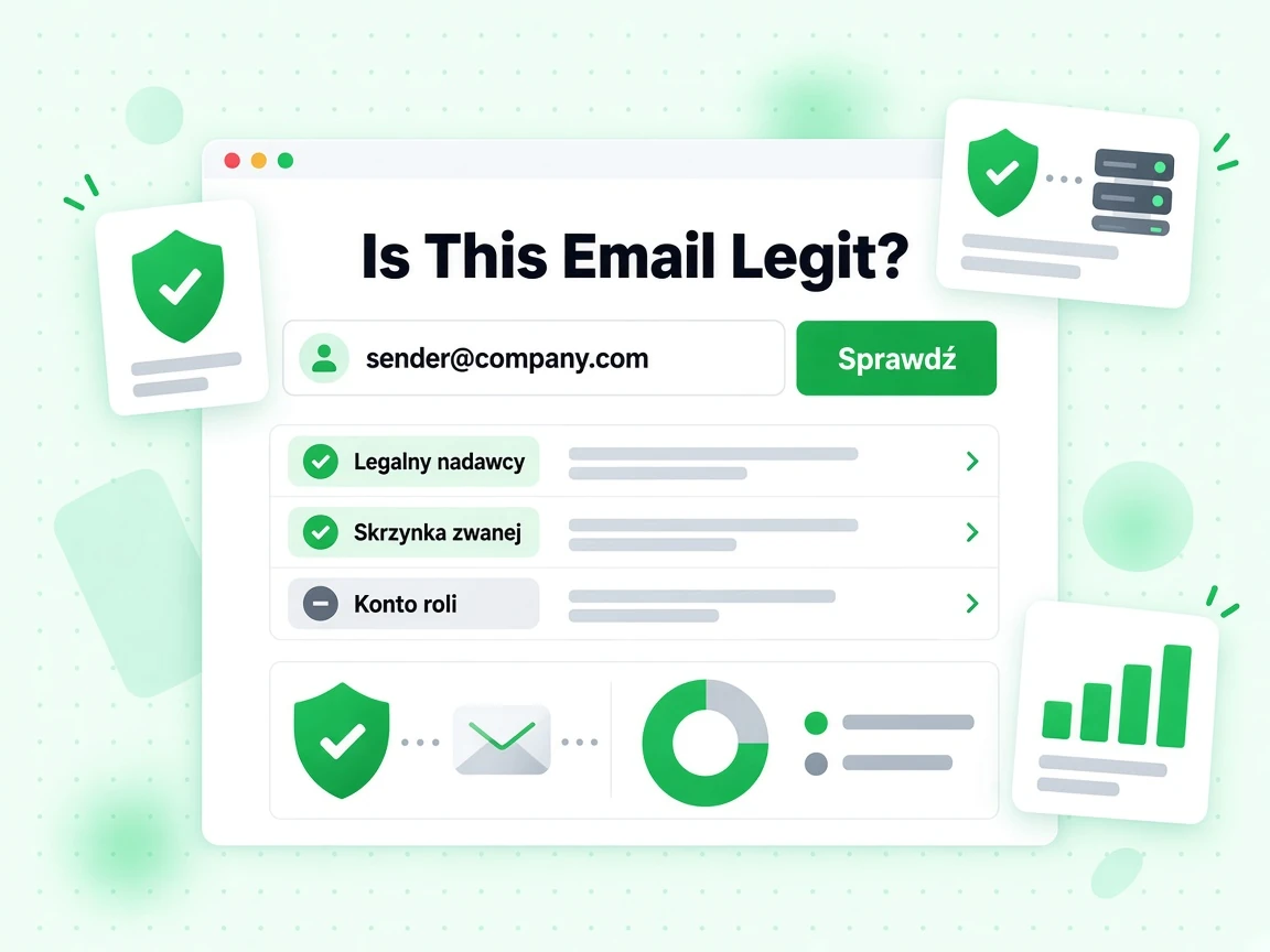 Is This Email Legit? z wynikami Legalny nadawca, Skrzynka zweryfikowana i Konto roli