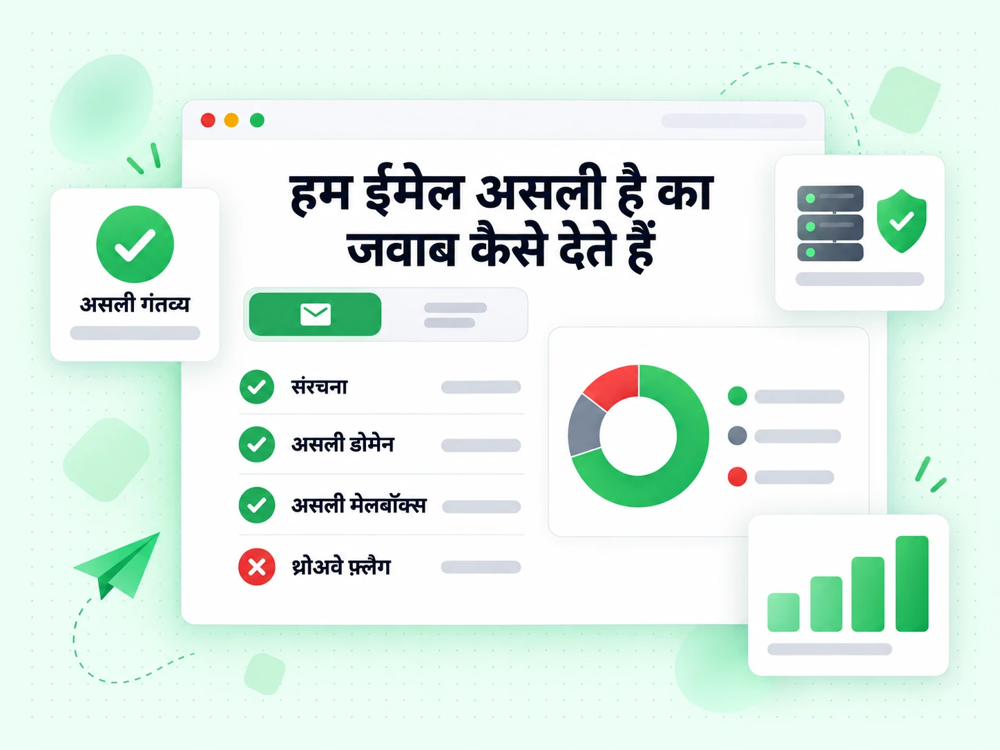 हम ईमेल असली है का जवाब कैसे देते हैं: स्ट्रक्चर, असली डोमेन, असली मेलबॉक्स और लाल थ्रोअवे फ़्लैग