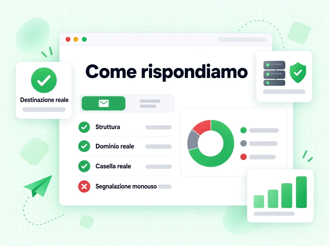 Come rispondiamo: Struttura, Dominio reale, Casella reale e una Segnalazione monouso in rosso.