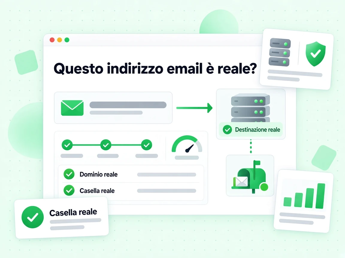 Questo indirizzo email è reale? tracciato da una busta a un server con controlli Dominio e Casella reale.