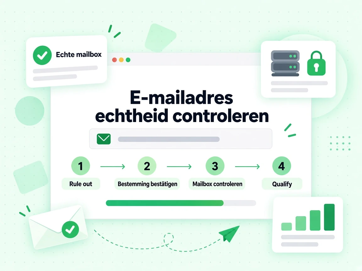 E-mailadres echtheid controleren als vier stappen van uitsluiten tot het bevestigen van een echte bestemming