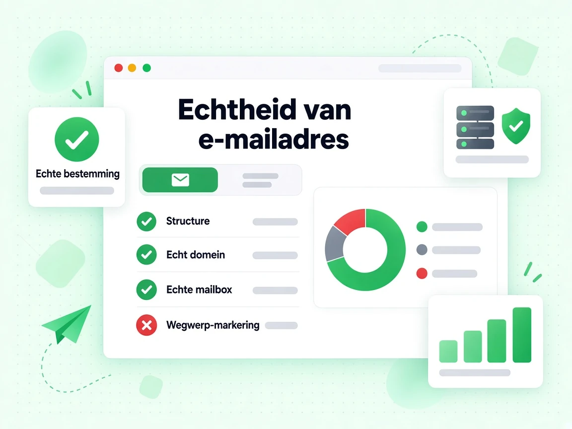 Echtheid van e-mailadres met Structuur, Echt domein, Echte mailbox en een rode wegwerp-markering
