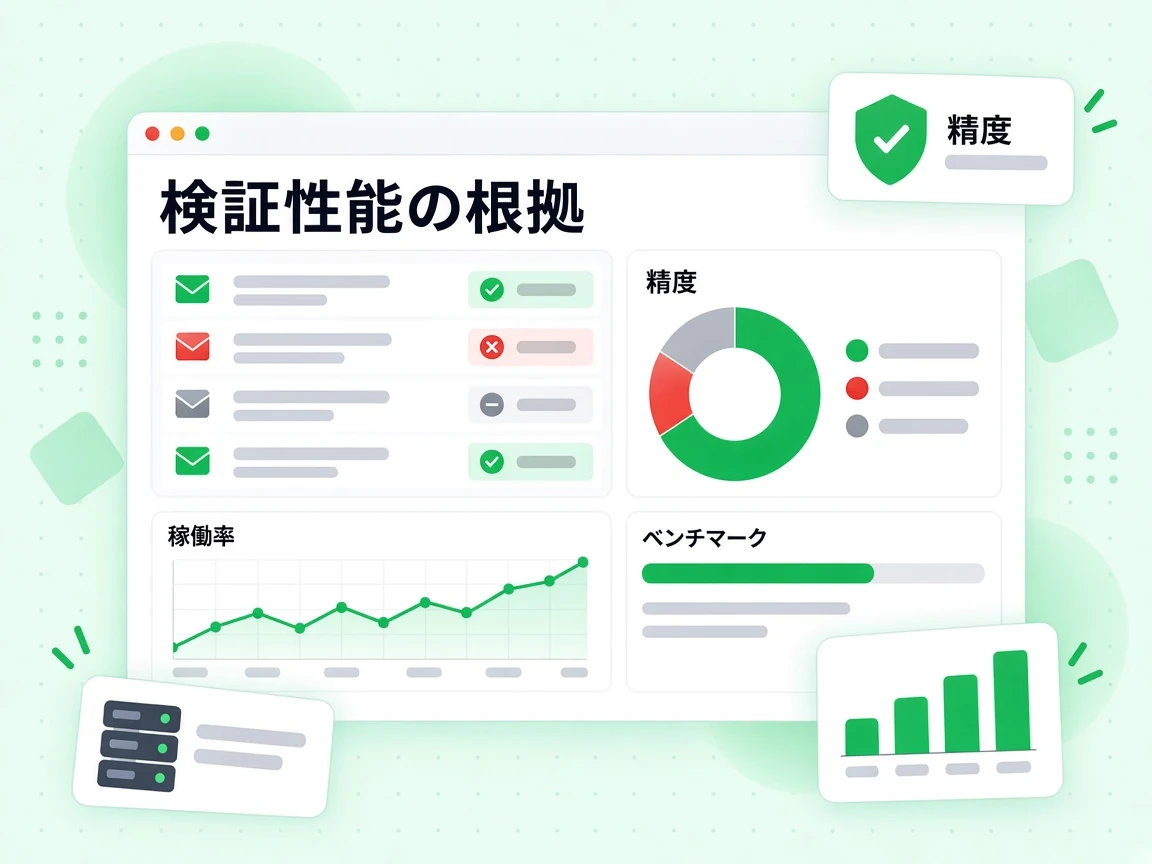 検証性能の根拠は精度のグラフ、稼働率の推移線、結果の表を備えたベンチマークで示す