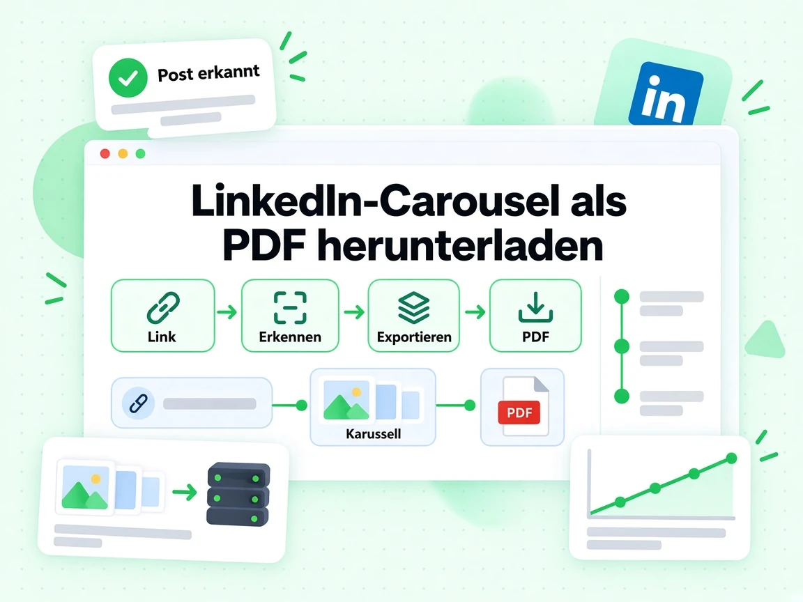 LinkedIn-Carousel als PDF herunterladen erkennt den Posttyp und exportiert eine Datei