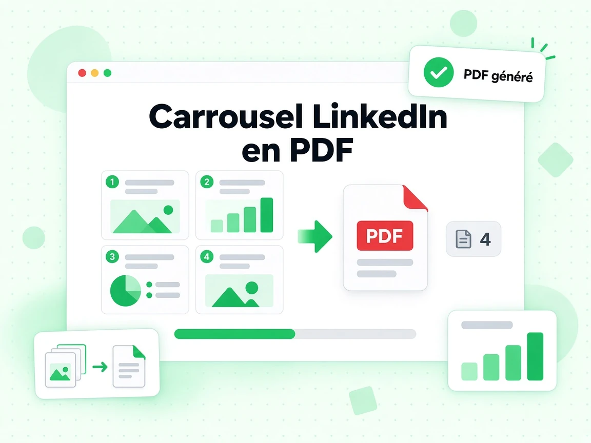Carrousel LinkedIn en PDF : interface avec PDF, PDF généré, Fo~{_E ϫ'ك2
8ٝWI6, SV5	U, gd
