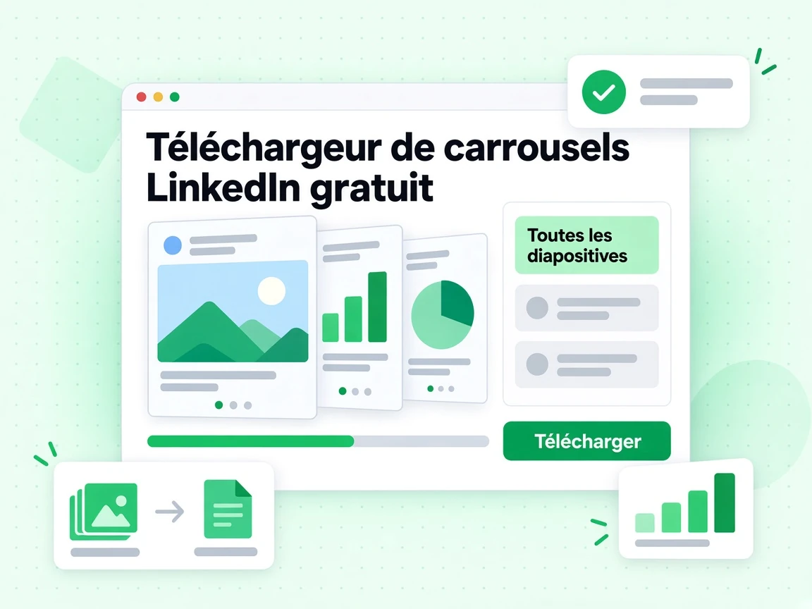 Téléchargeur de carrousels LinkedIn gratuit : interface avec Télécharger, Toutes les diapositives, :UMQ4#
XlYU,  1ș