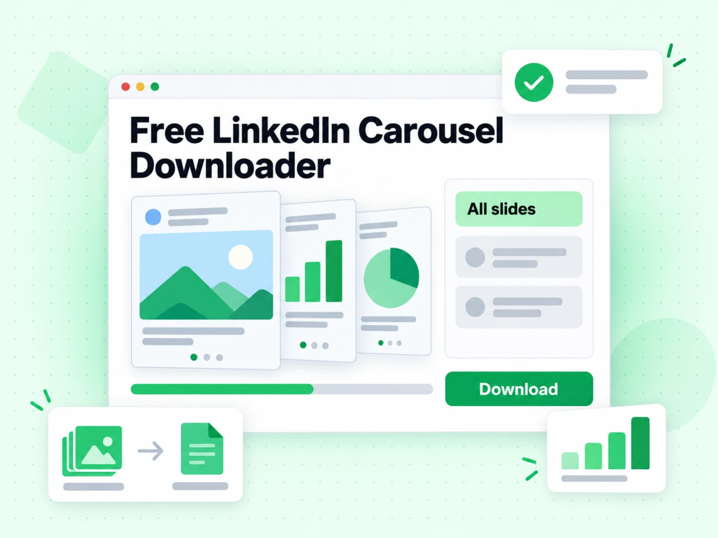 Free LinkedIn Carousel Downloader saving a carousel as slides or a PDF