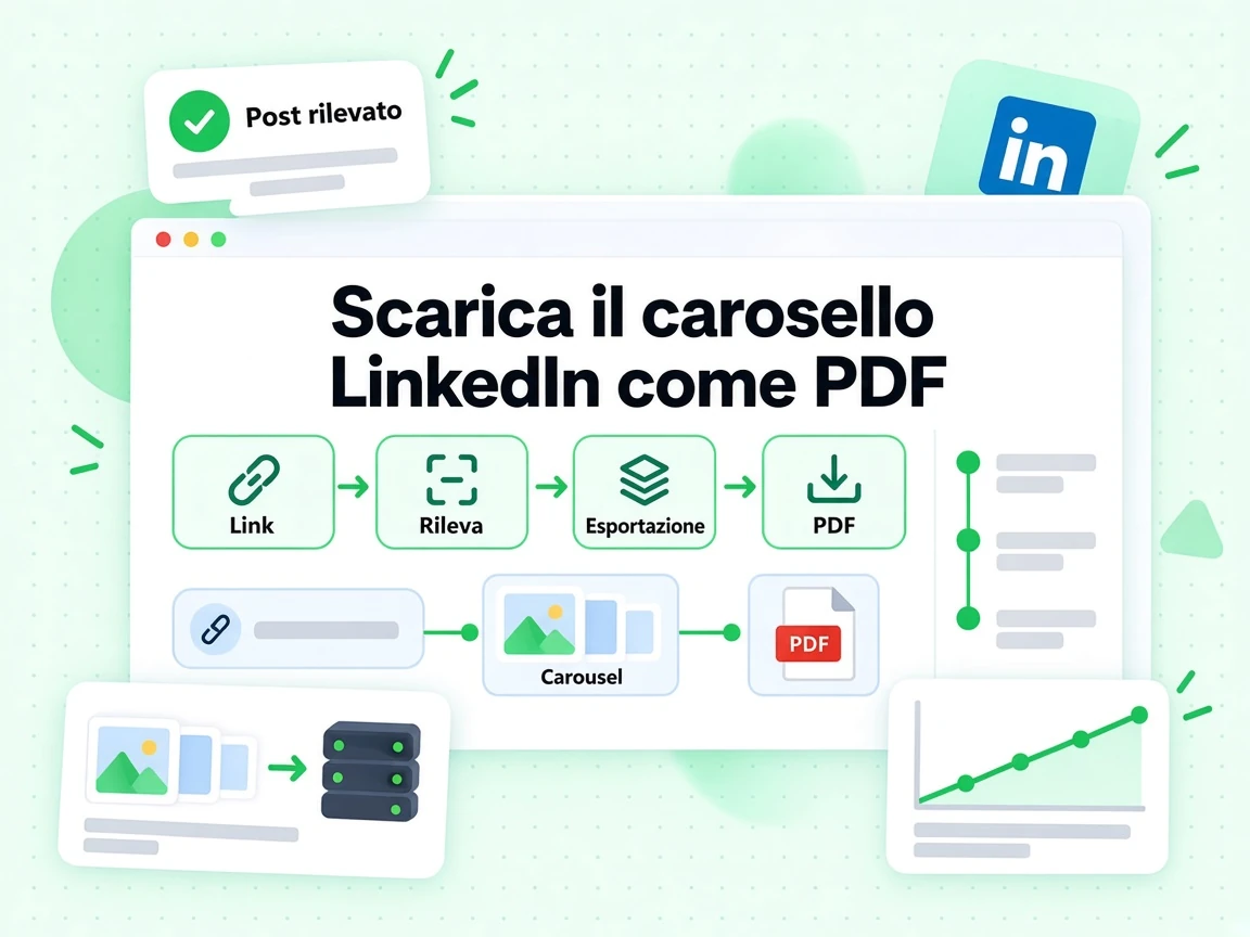 Scarica il carosello LinkedIn come PDF: il post viene rilevato e poi esportato in un file.