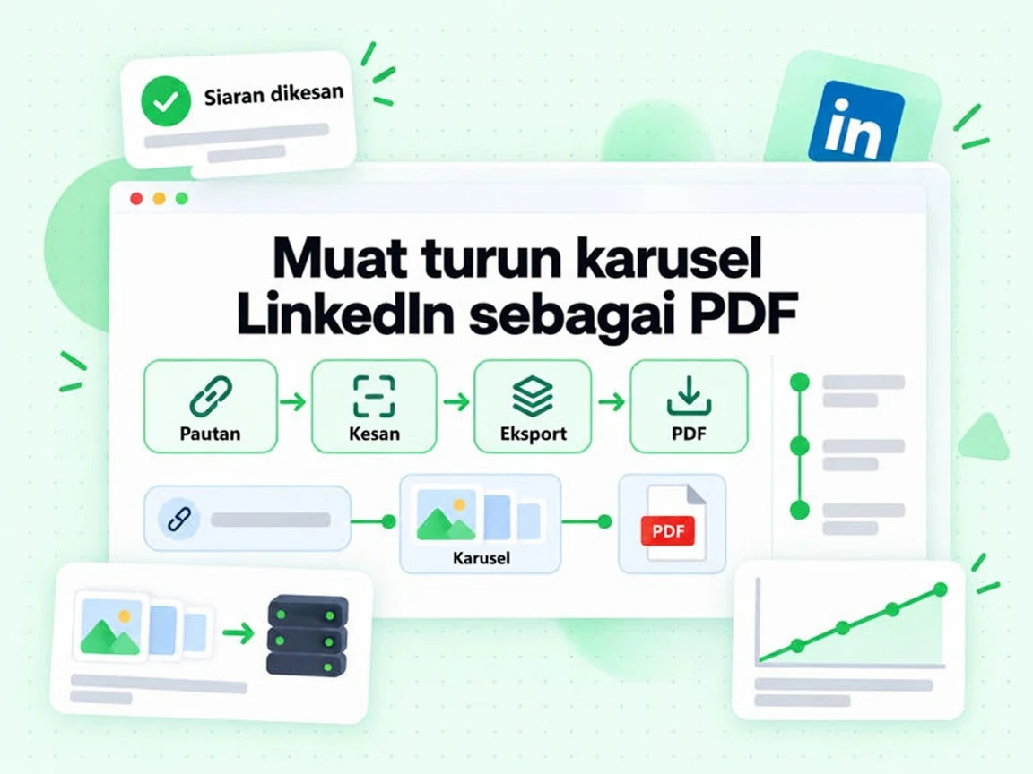Muat turun karusel LinkedIn sebagai PDF: Pautan, Kesan jenis Karusel, Siaran dikesan, lalu Eksport