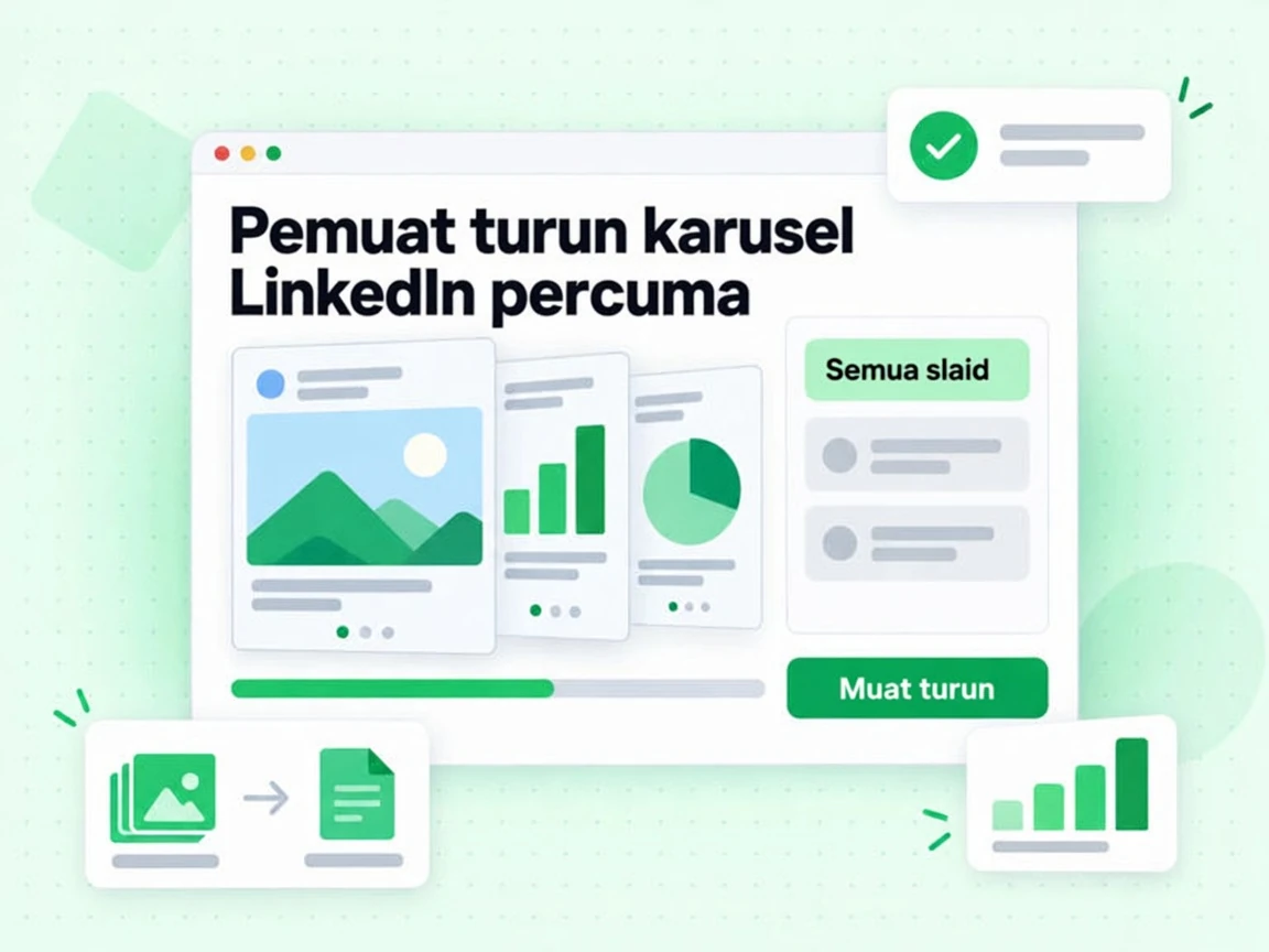 Pemuat turun karusel LinkedIn percuma menyimpan karusel sebagai Semua slaid atau PDF melalui Muat turun